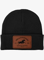 Yellowstone Dutton Ranch Horse Rectangle Leather Patch Knit Beanie
