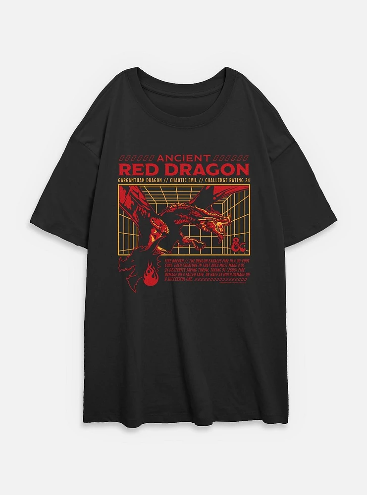Dungeons & Dragons Ancient Red Dragon Stats Womens Oversized T-Shirt