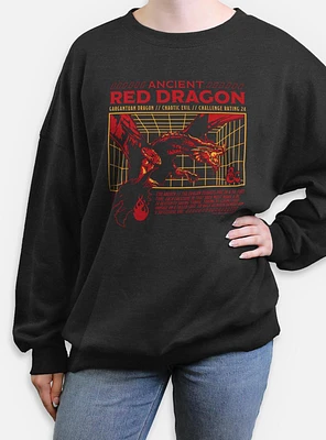 Dungeons & Dragons Ancient Red Dragon Stats Womens Oversized Sweatshirt
