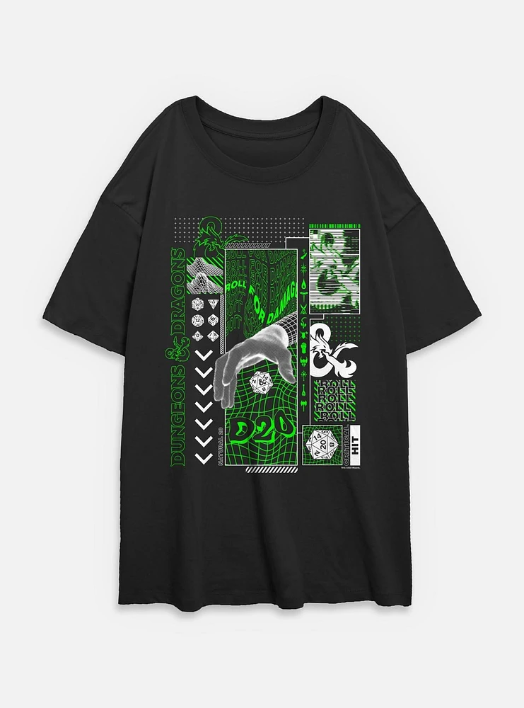 Dungeons & Dragons Trippy D20 Womens Oversized T-Shirt