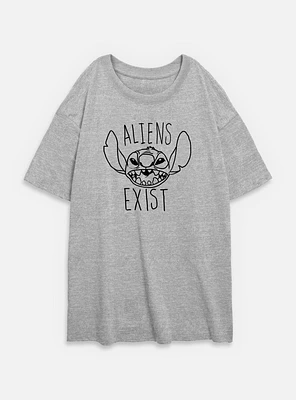 Disney Lilo & Stitch Aliens Exist Womens Oversized T-Shirt