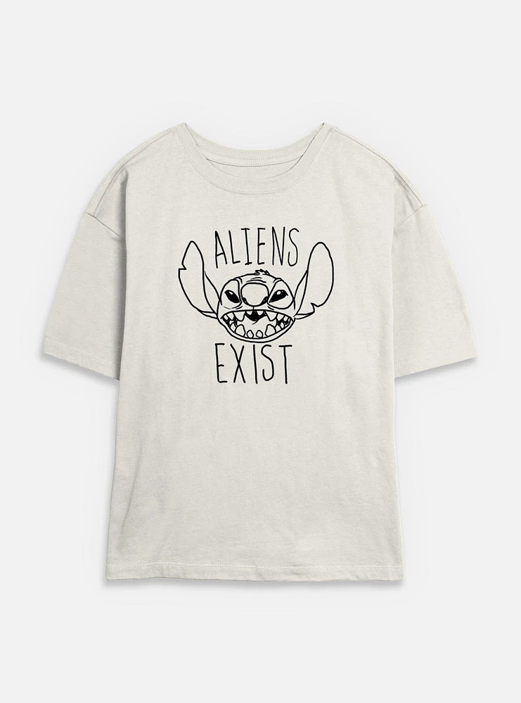 Disney Lilo & Stitch Aliens Exist Womens Skimmer T-Shirt