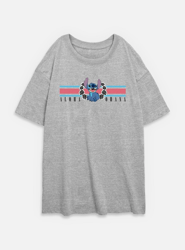 Disney Lilo & Stitch Collegiate Aloha Ohana Womens Oversized T-Shirt