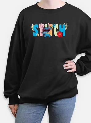 Disney Lilo & Stitch Tropic Shades Name Womens Oversized Sweatshirt