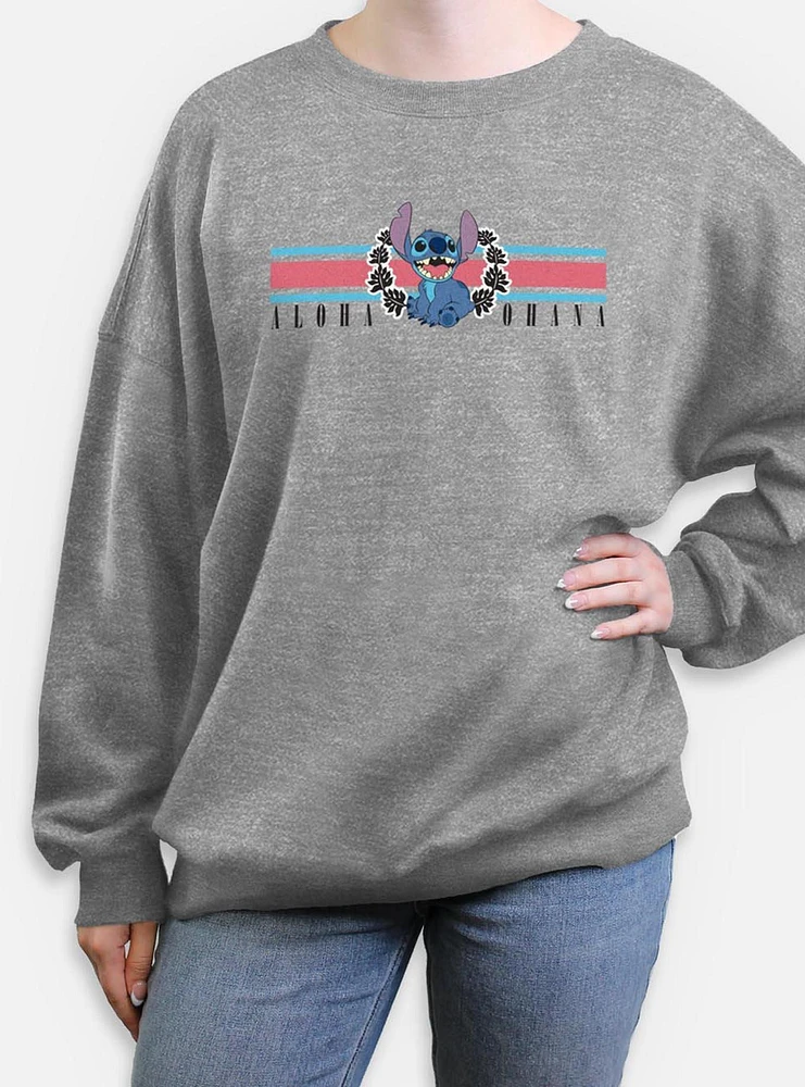 Disney Lilo & Stitch Collegiate Aloha Ohana Womens Oversized Sweatshirt