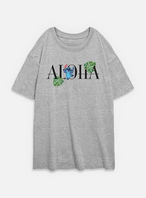 Disney Lilo & Stitch Aloha Leaves Womens Oversized T-Shirt