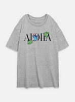 Disney Lilo & Stitch Aloha Leaves Womens Oversized T-Shirt