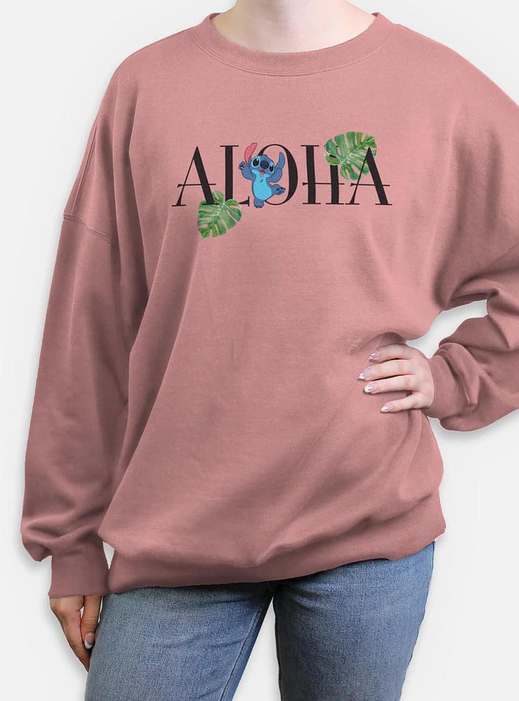 Disney Lilo & Stitch Aloha Leaves Womens Oversized Sweatshirt