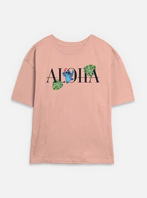 Disney Lilo & Stitch Aloha Leaves Womens Skimmer T-Shirt