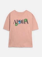 Disney Lilo & Stitch Aloha Leaves Womens Skimmer T-Shirt