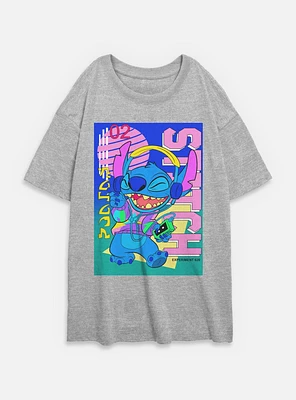 Disney Lilo & Stitch Retro Groovy Womens Oversized T-Shirt