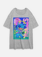 Disney Lilo & Stitch Retro Groovy Womens Oversized T-Shirt