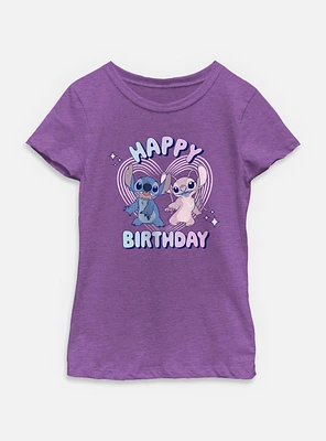 Disney Lilo & Stitch Angel And Happy Birthday Youth Girls T-Shirt
