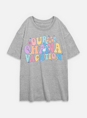 Disney Lilo & Stitch Ohana Vacation Womens Oversized T-Shirt