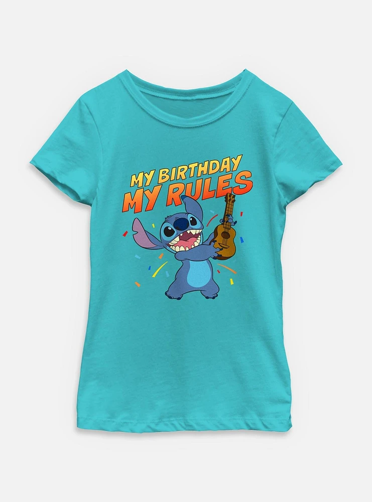 Disney Lilo & Stitch My Birthday Rules Youth Girls T-Shirt