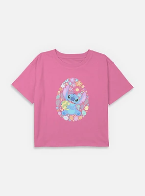 Disney Lilo & Stitch Easter Egg Hunt Youth Girls Boxy T-Shirt