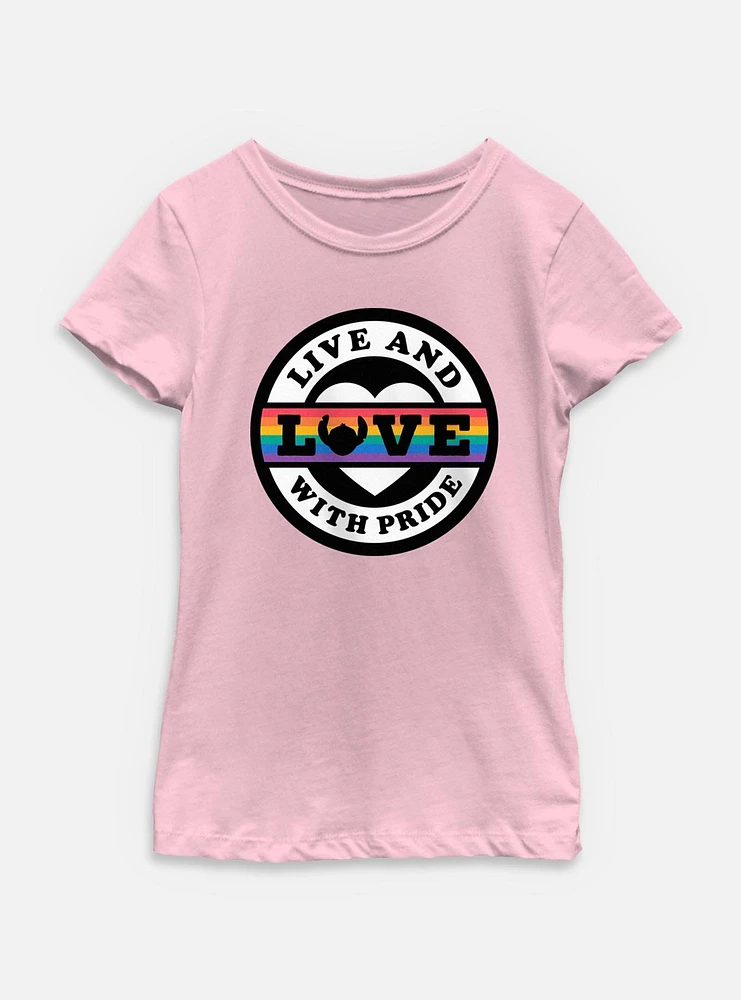 Disney Lilo & Stitch Live Love With Pride Youth Girls T-Shirt