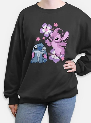 Disney Lilo & Stitch Angel Hibiscus Womens Oversized Sweatshirt