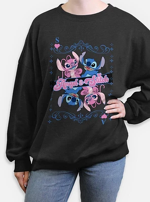 Disney Lilo & Stitch Angel And Card Womens Oversized Sweatshirt