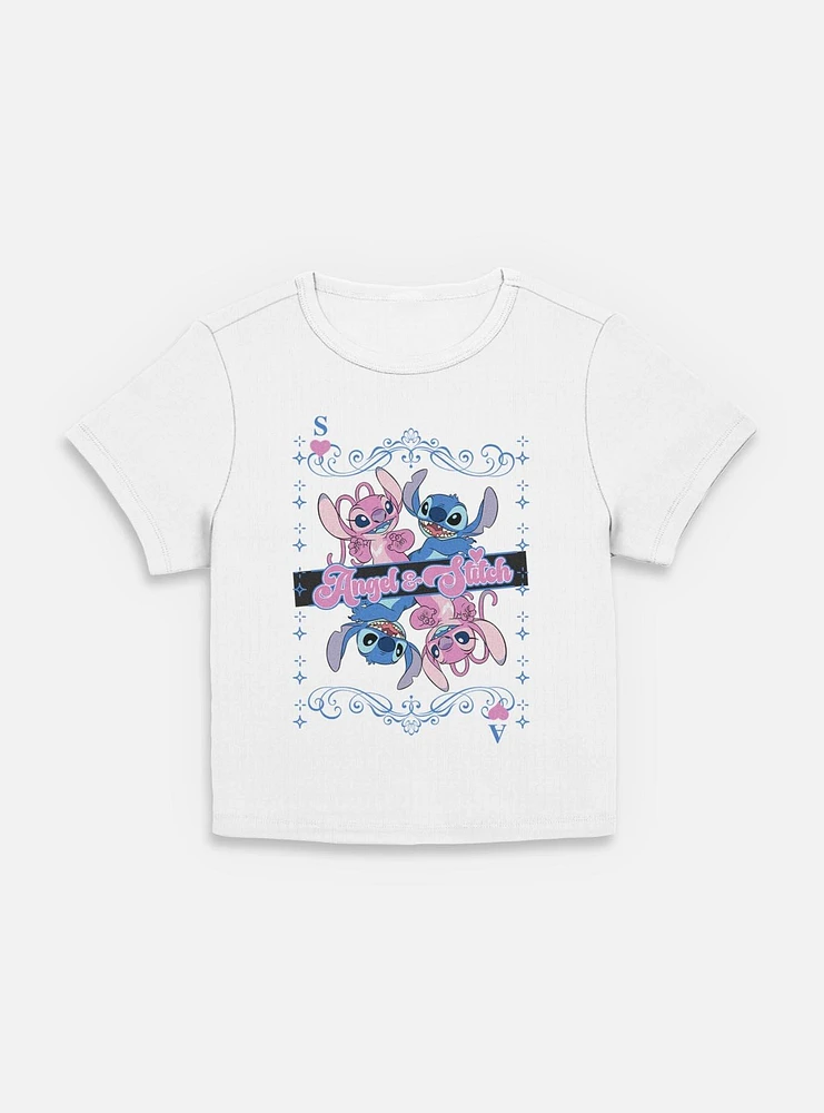 Disney Lilo & Stitch Angel And Card Womens Baby T-Shirt