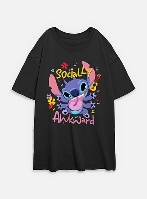Disney Lilo & Stitch Socially Awkward Womens Oversized T-Shirt