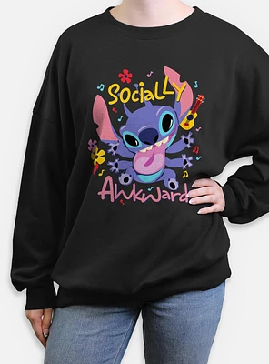 Disney Lilo & Stitch Socially Awkward Womens Oversized Sweatshirt