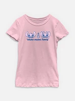 Disney Lilo & Stitch Ohana Means Family Quote Youth Girls T-Shirt