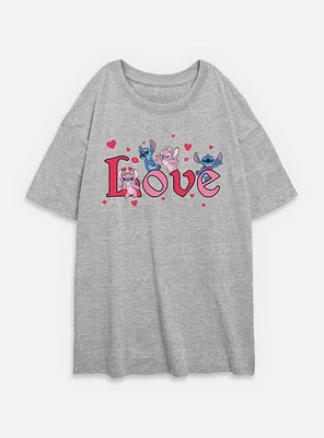 Disney Lilo & Stitch Angel Love Womens Oversized T-Shirt