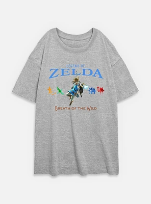 Nintendo Legend Of Zelda Breath The Wild and Divine Beasts Womens Oversized T-Shirt