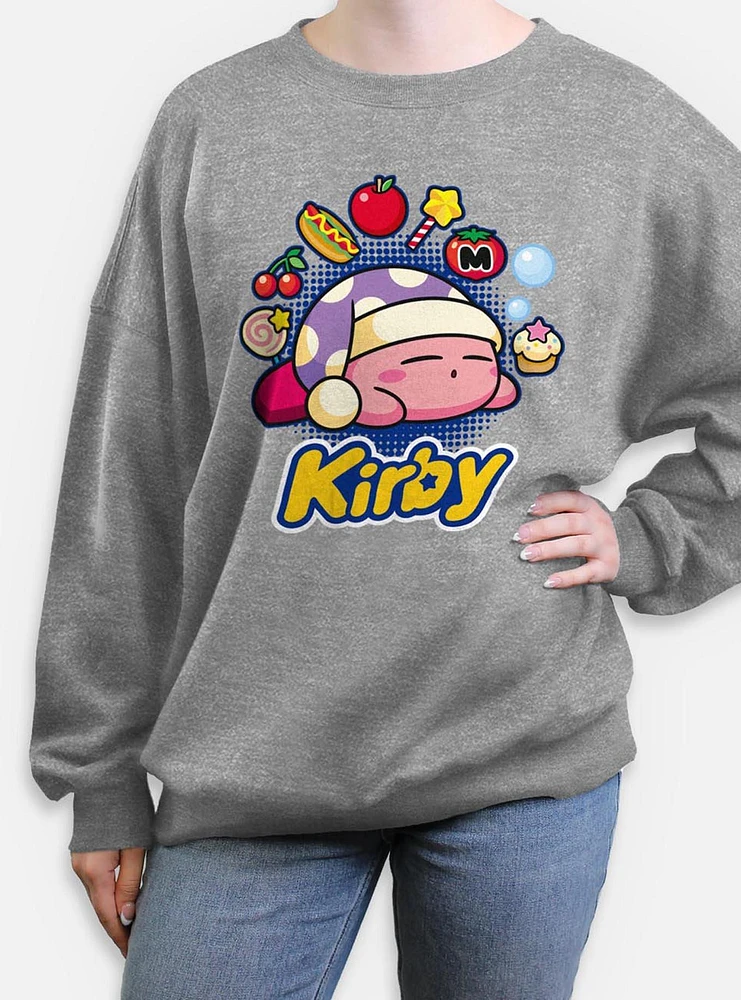 Nintendo Kirby Food Dreams Womens Oversized Sweatshirt