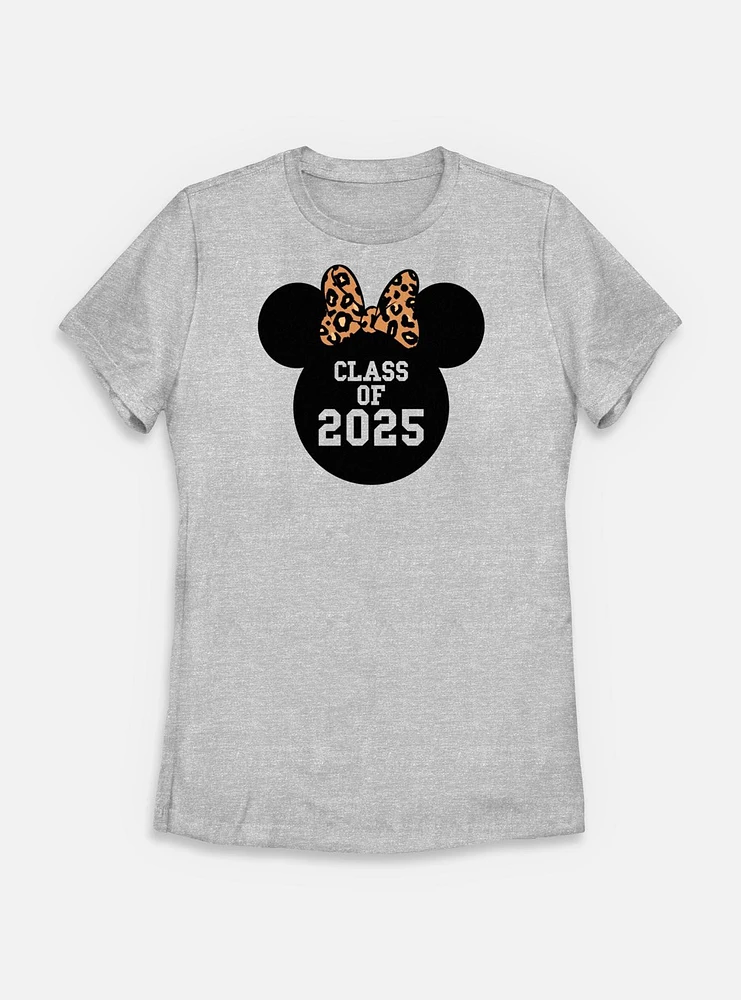 Disney Minnie Mouse Leopard Bow 2025 Womens T-Shirt
