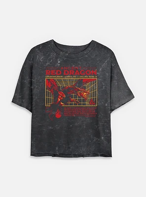 Dungeons & Dragons Ancient Red Dragon Stats Mineral Wash Womens Crop T-Shirt
