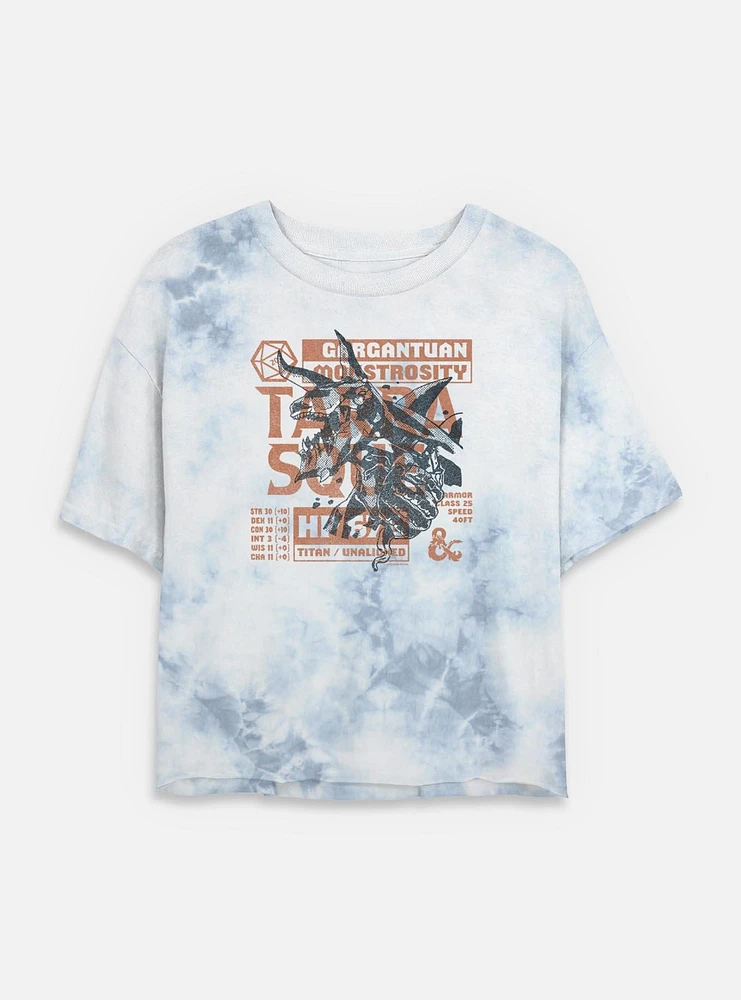 Dungeons & Dragons Terrasque And Stats Tie Dye Crop Womens T-Shirt