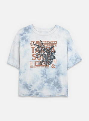 Dungeons & Dragons Terrasque And Stats Tie Dye Crop Womens T-Shirt