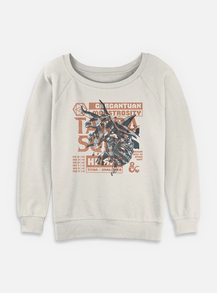 Dungeons & Dragons Terrasque And Stats Womens Slouchy Sweatshirt