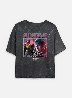 Dungeons & Dragons Shadowheart Darkness Protect Me Mineral Wash Womens Crop T-Shirt
