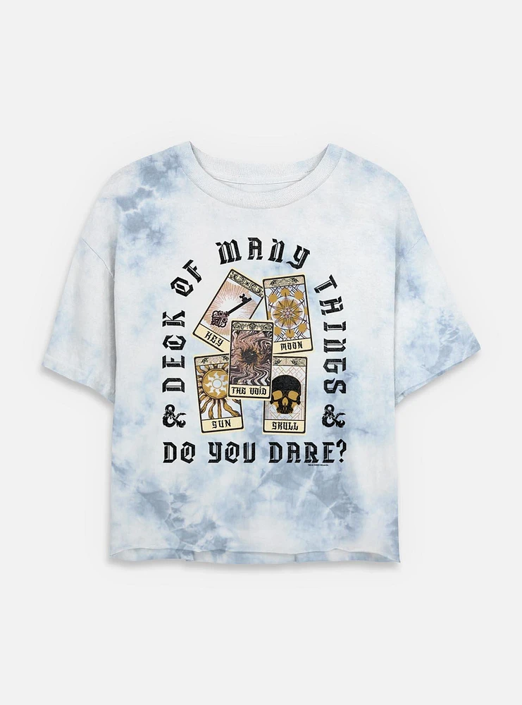 Dungeons & Dragons Do You Dare Deck Tie Dye Crop Womens T-Shirt
