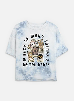 Dungeons & Dragons Do You Dare Deck Tie Dye Crop Womens T-Shirt