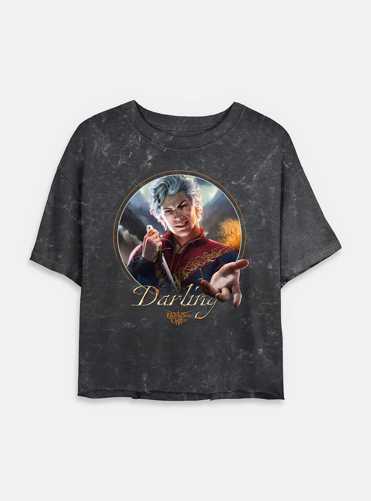 Dungeons & Dragons Astarion Darling Mineral Wash Womens Crop T-Shirt