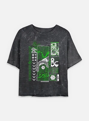 Dungeons & Dragons Trippy D20 Mineral Wash Womens Crop T-Shirt