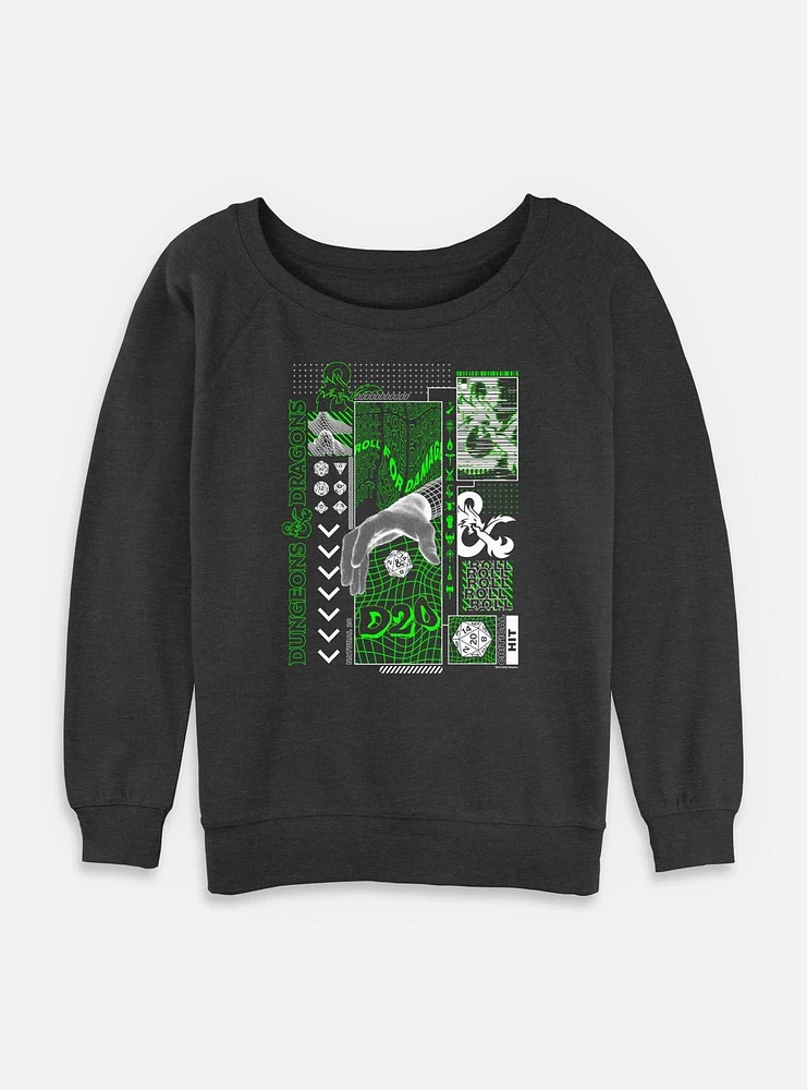 Dungeons & Dragons Trippy D20 Womens Slouchy Sweatshirt