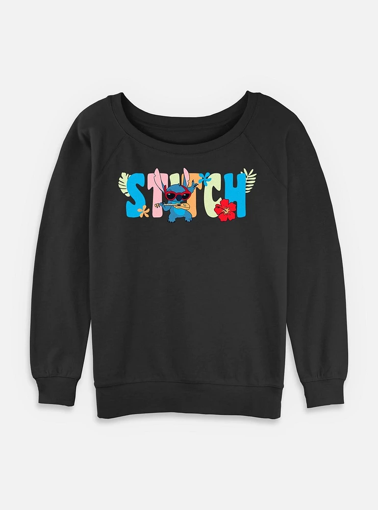 Disney Lilo & Stitch Tropic Shades Name Womens Slouchy Sweatshirt
