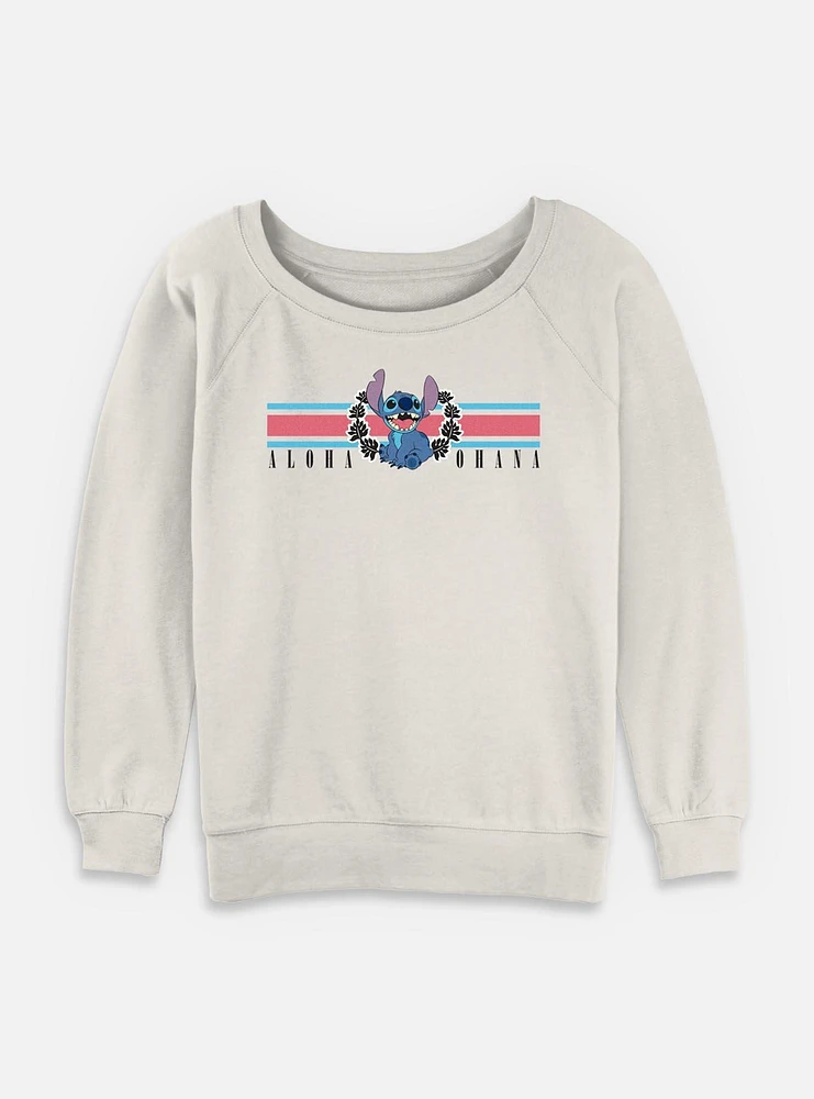 Disney Lilo & Stitch Collegiate Aloha Ohana Womens Slouchy Sweatshirt