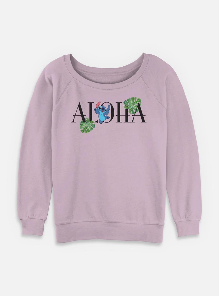 Disney Lilo & Stitch Aloha Leaves Womens Slouchy Sweatshirt