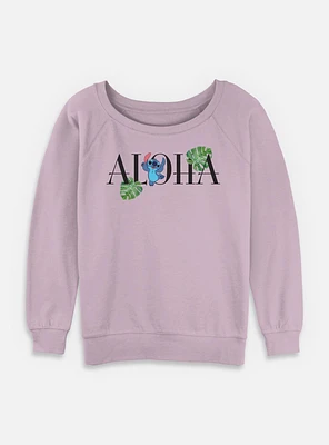 Disney Lilo & Stitch Aloha Leaves Womens Slouchy Sweatshirt