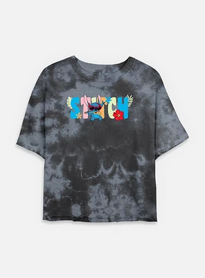 Disney Lilo & Stitch Tropic Shades Name Womens Tie-Dye Crop T-Shirt