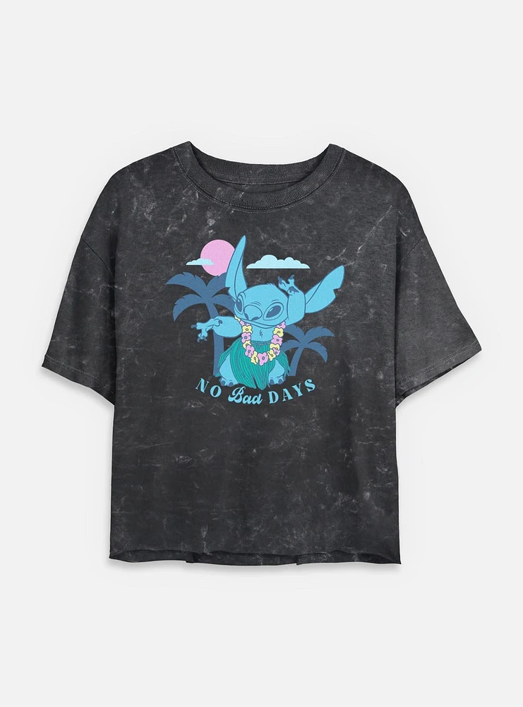 Disney Lilo & Stitch Tropical No Bad Days Womens Mineral Wash Crop T-Shirt