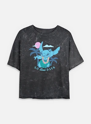 Disney Lilo & Stitch Tropical No Bad Days Womens Mineral Wash Crop T-Shirt