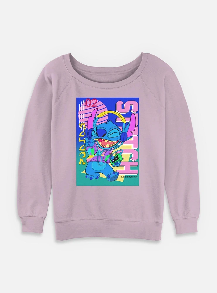Disney Lilo & Stitch Retro Groovy Womens Slouchy Sweatshirt