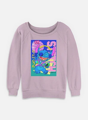 Disney Lilo & Stitch Retro Groovy Womens Slouchy Sweatshirt